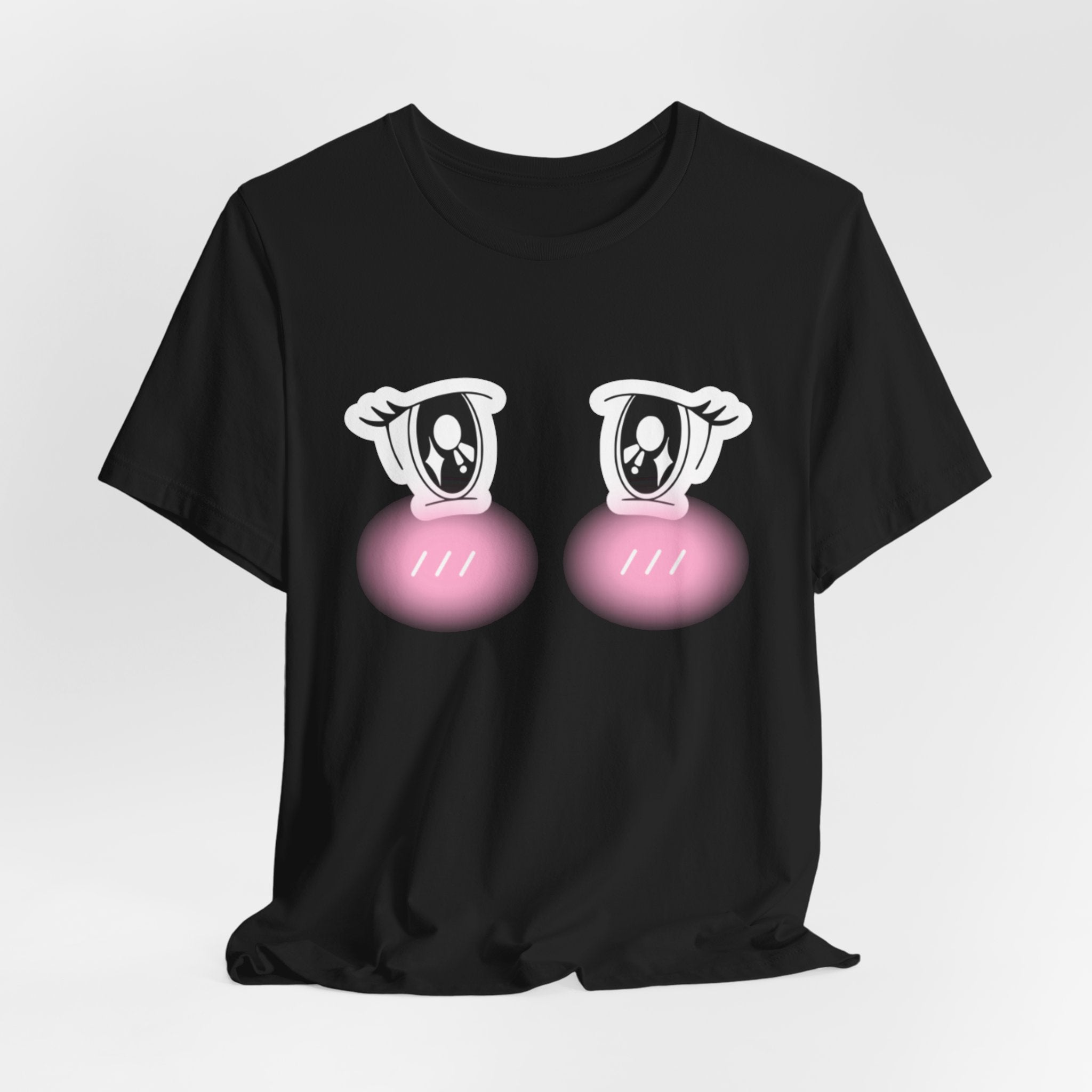 Kawaii Blushing Anime Eyes T-Shirt | Cute Face Tee