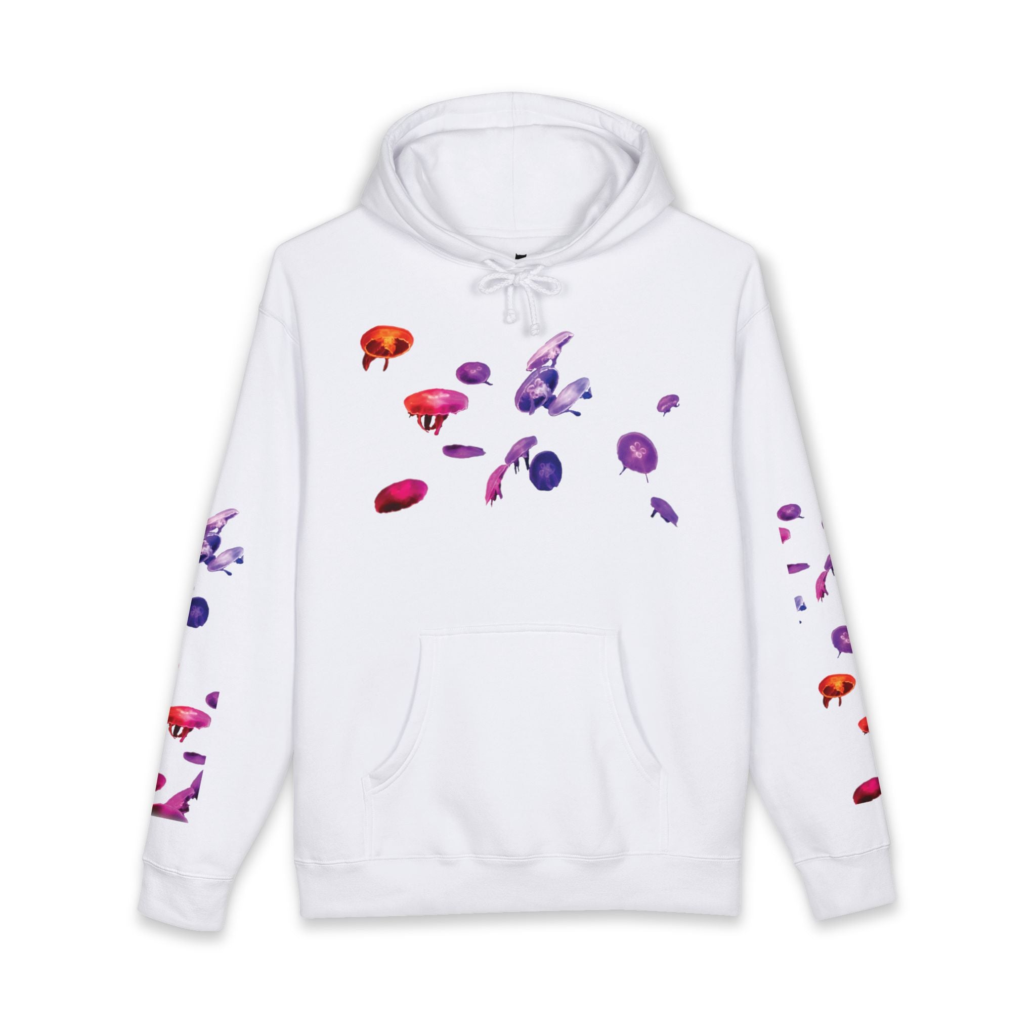 Japanese Text Jellyfish Hoodie | Colorful Jellyfish Illustration, Sleeve Accents