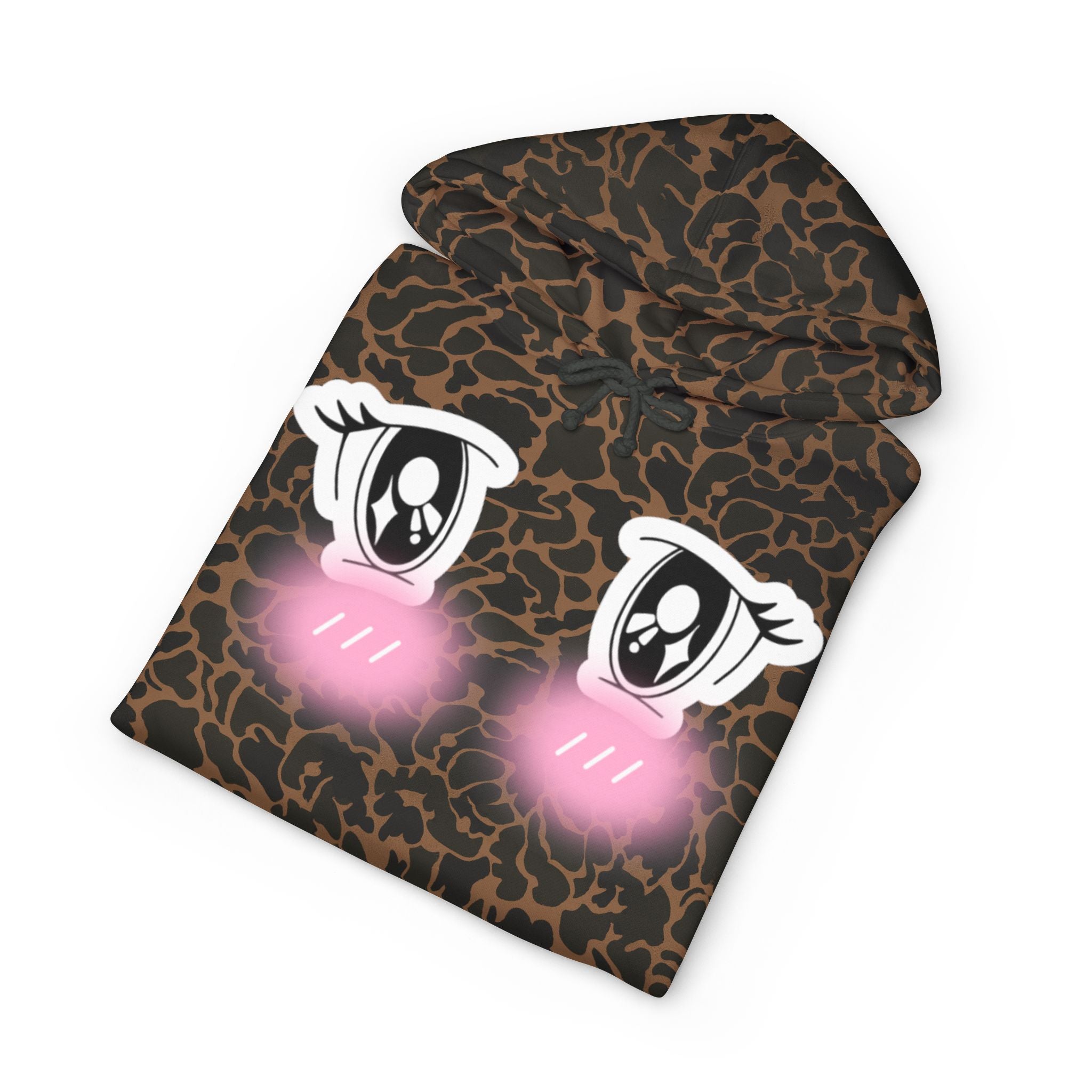 Kawaii Blushing Anime Eyes Hoodie | Cute Face Pullover