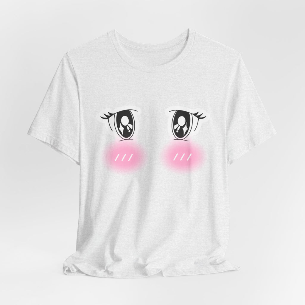 Kawaii Blushing Anime Eyes T-Shirt | Cute Face Tee