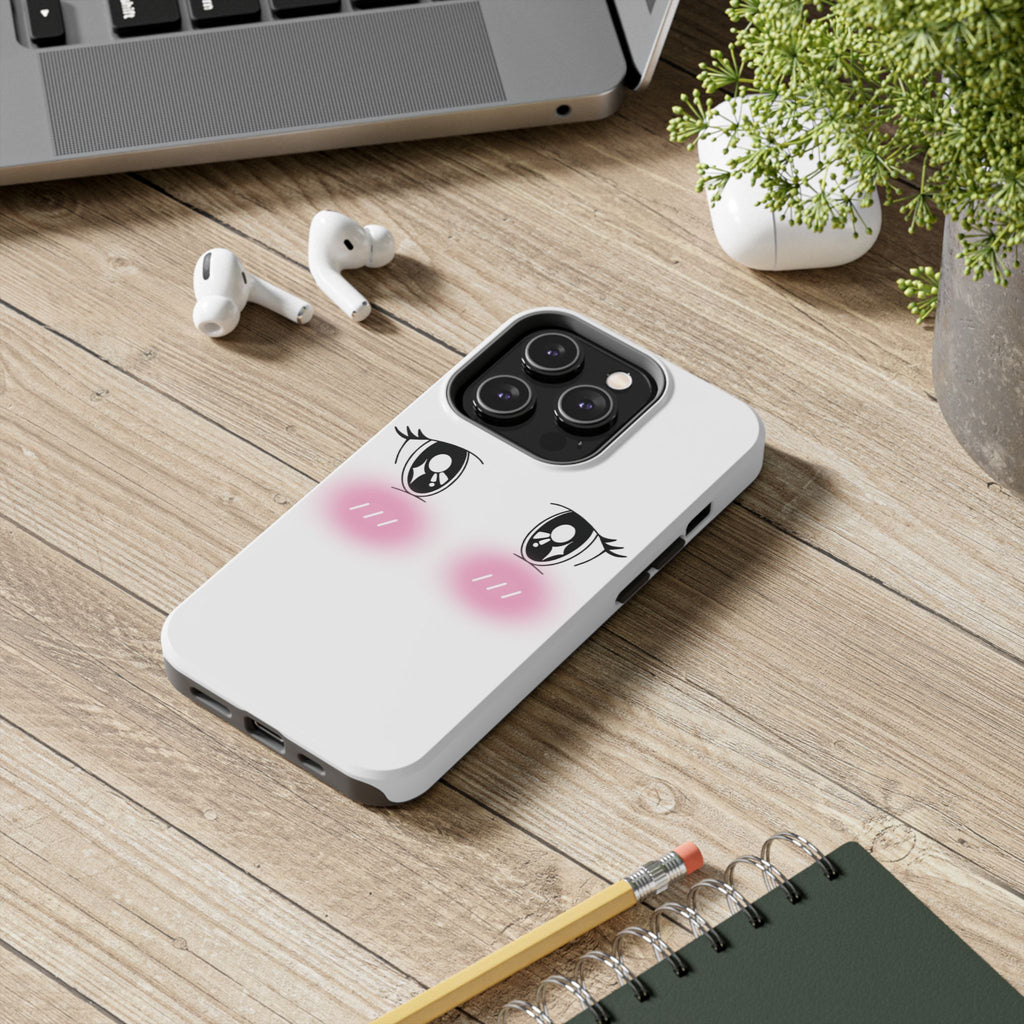 Kawaii Blushing Eyes Phone Case | Tough Phone Case