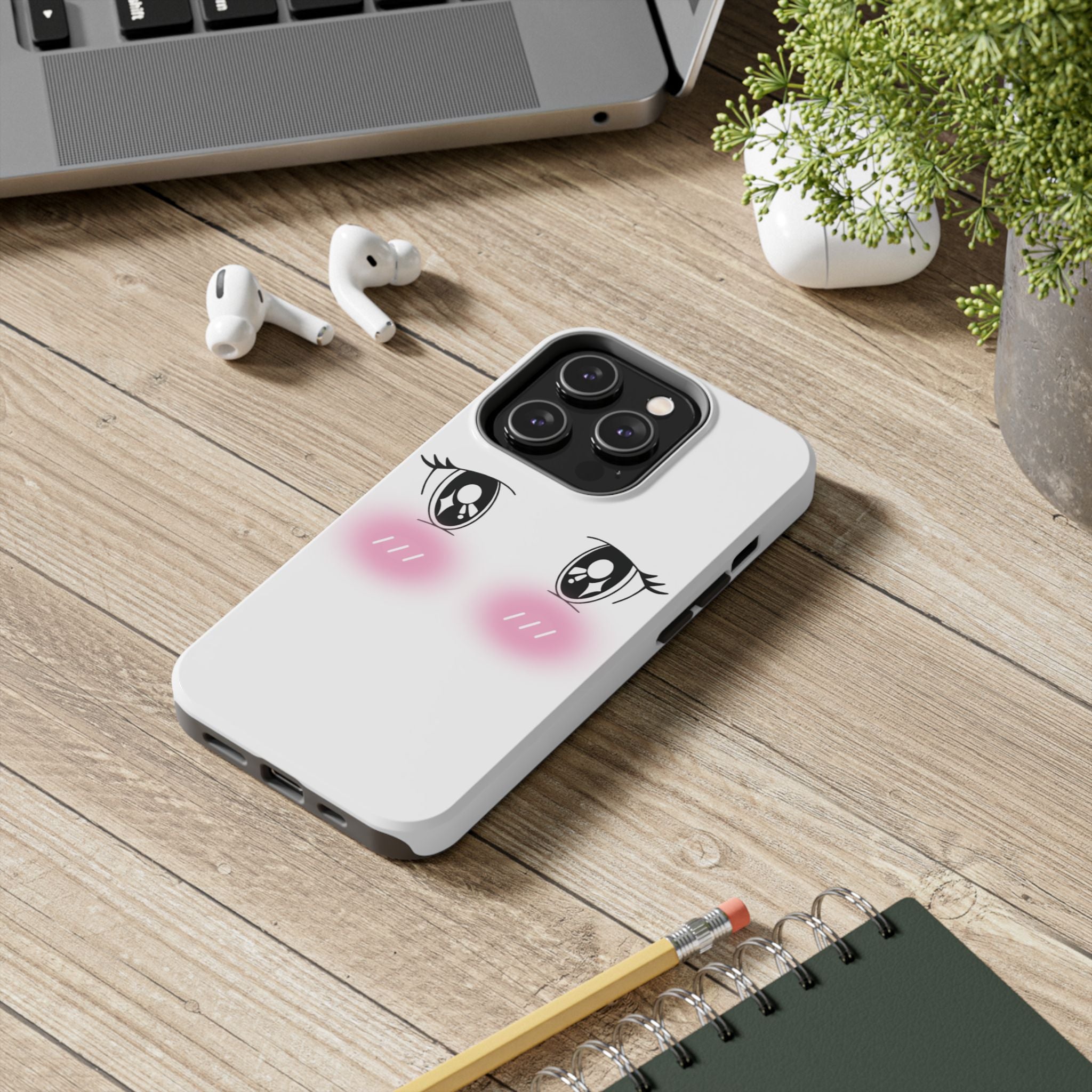 Kawaii Blushing Eyes Phone Case | Tough Phone Case