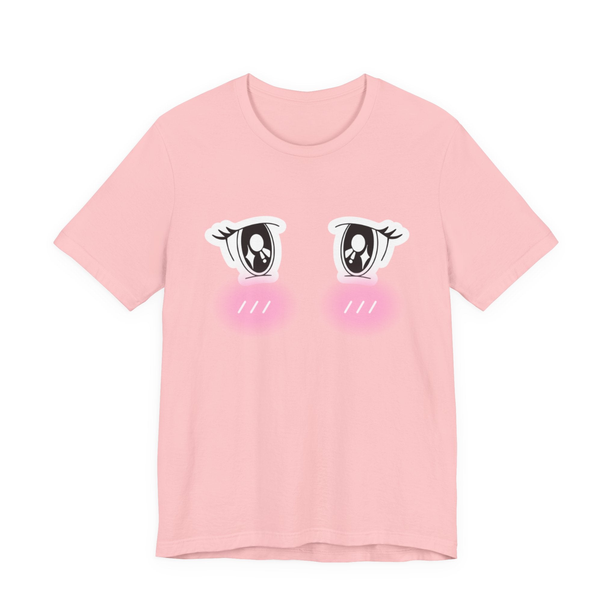 Kawaii Blushing Anime Eyes T-Shirt | Cute Face Tee
