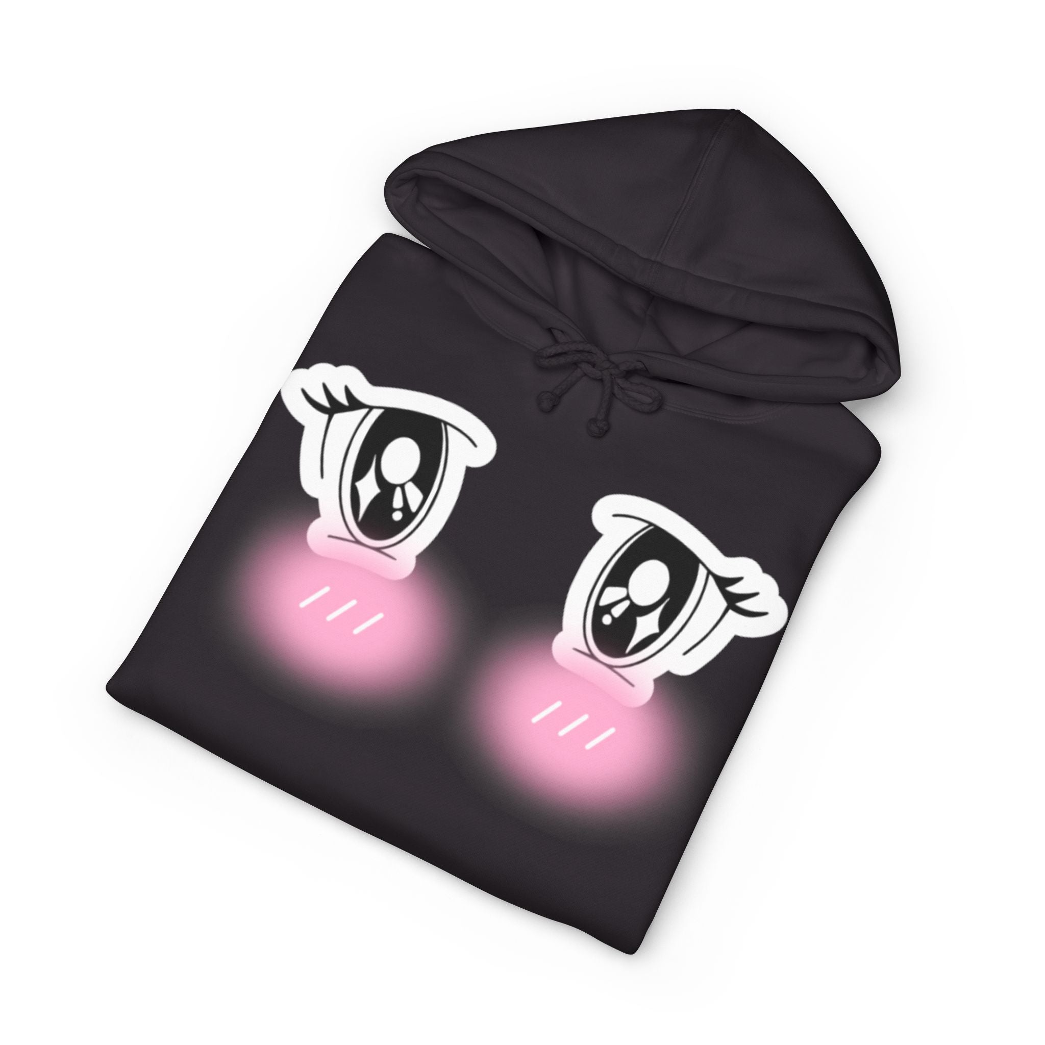 Kawaii Blushing Anime Eyes Hoodie | Cute Face Pullover
