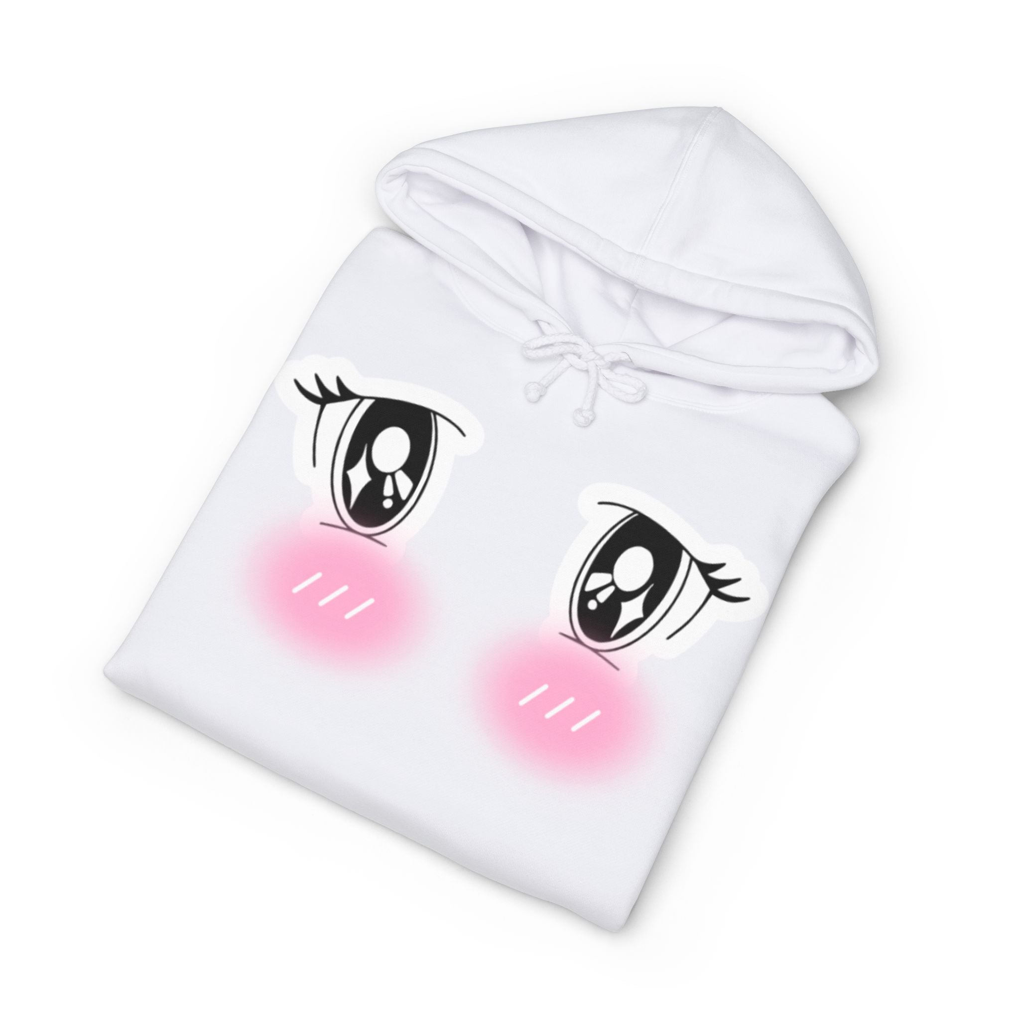 Kawaii Blushing Anime Eyes Hoodie | Cute Face Pullover