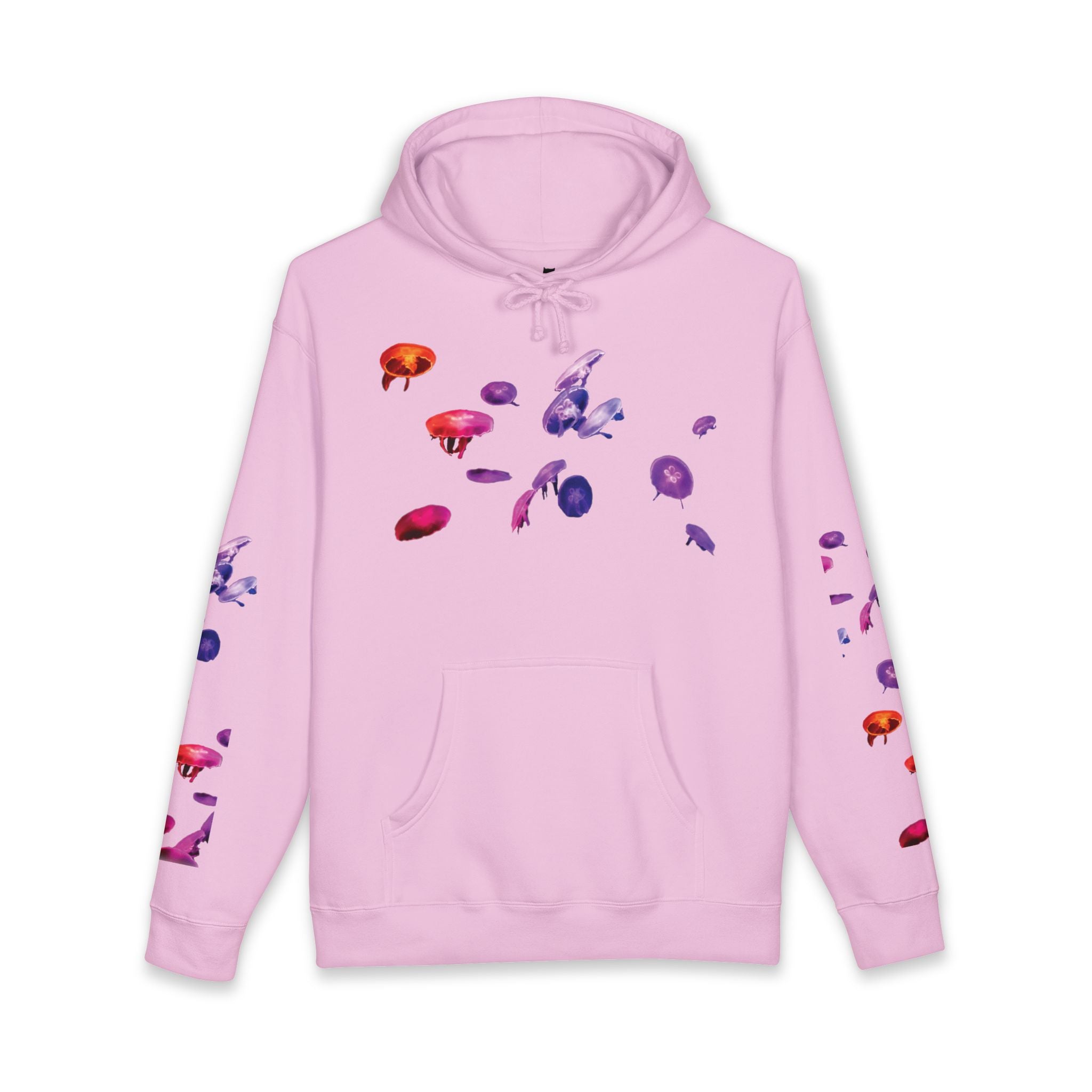 Japanese Text Jellyfish Hoodie | Colorful Jellyfish Illustration, Sleeve Accents