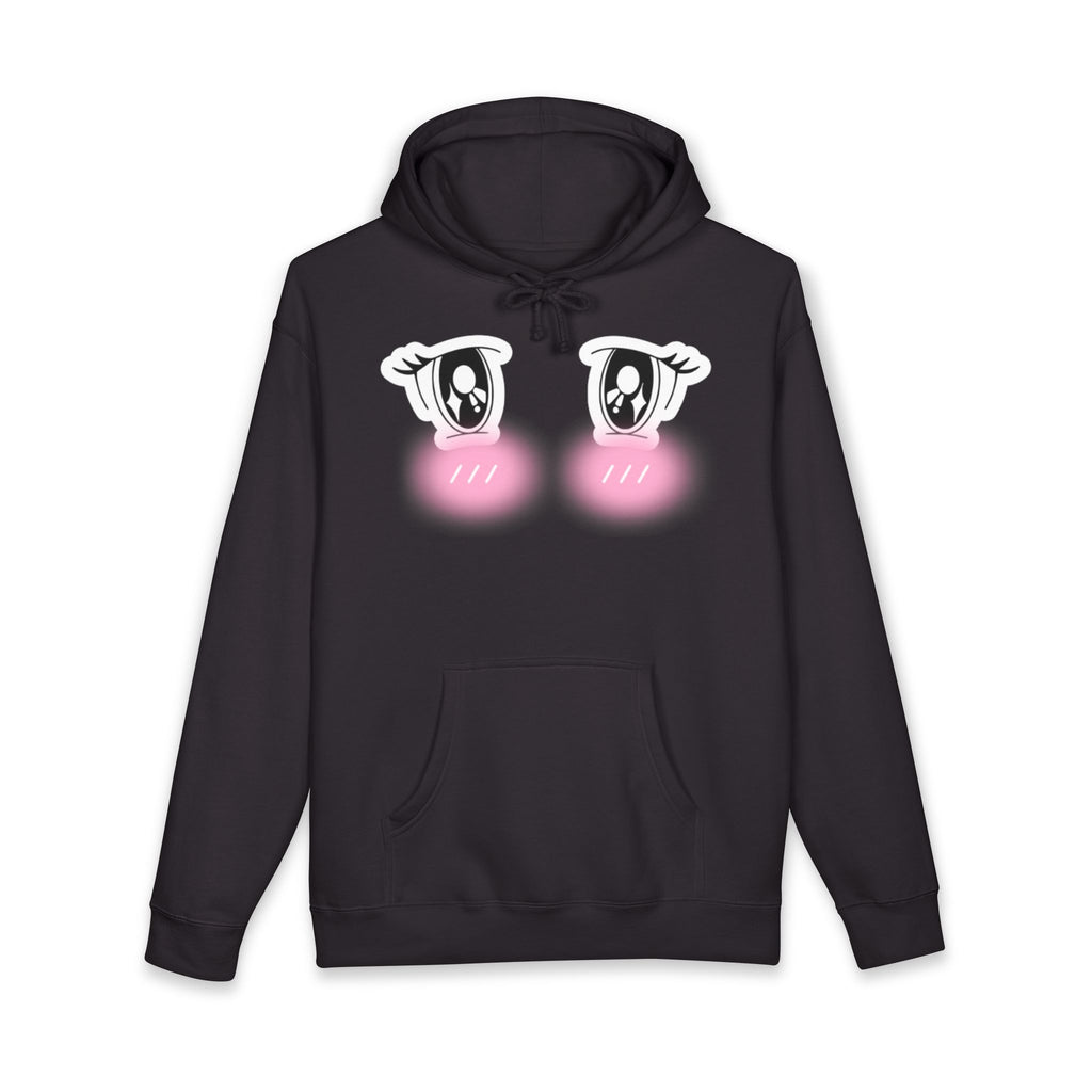 Kawaii Blushing Anime Eyes Hoodie | Cute Face Pullover