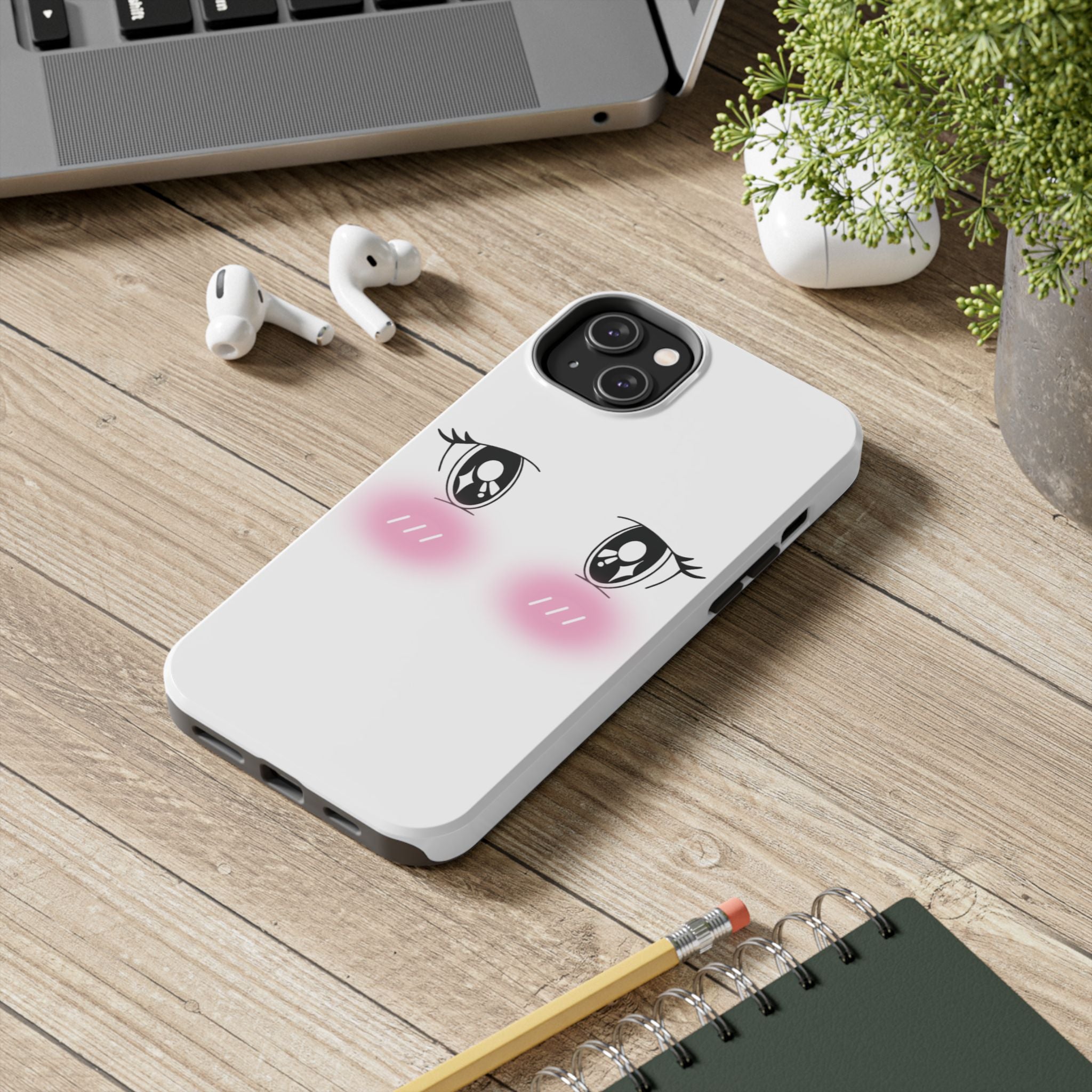 Kawaii Blushing Eyes Phone Case | Tough Phone Case