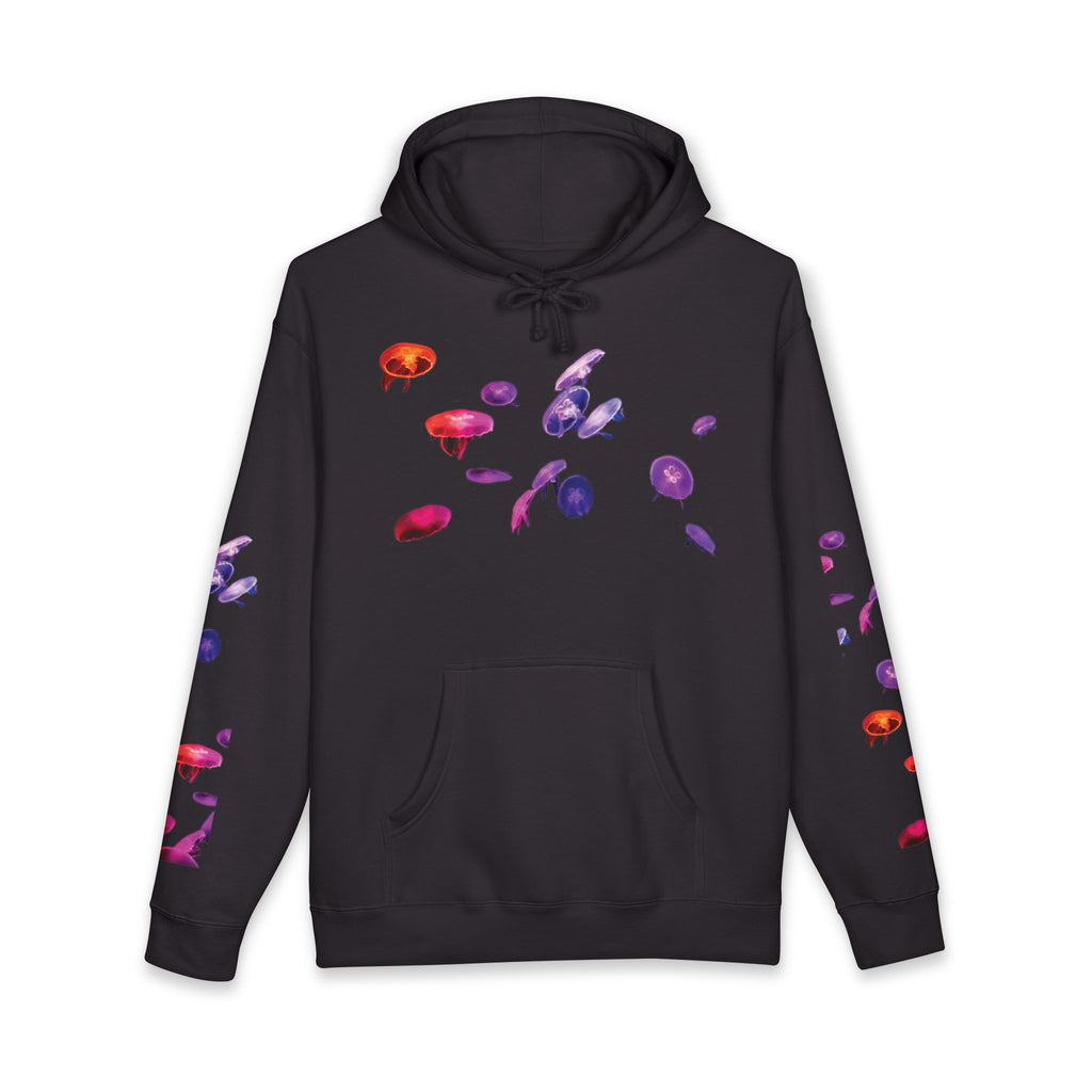 Japanese Text Jellyfish Hoodie | Colorful Jellyfish Illustration, Sleeve Accents