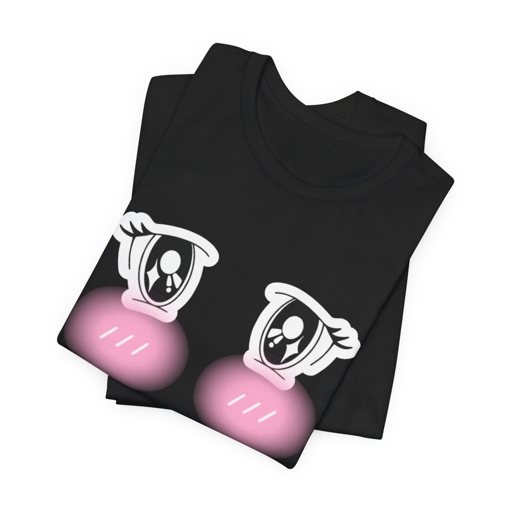 Kawaii Blushing Anime Eyes T-Shirt | Cute Face Tee