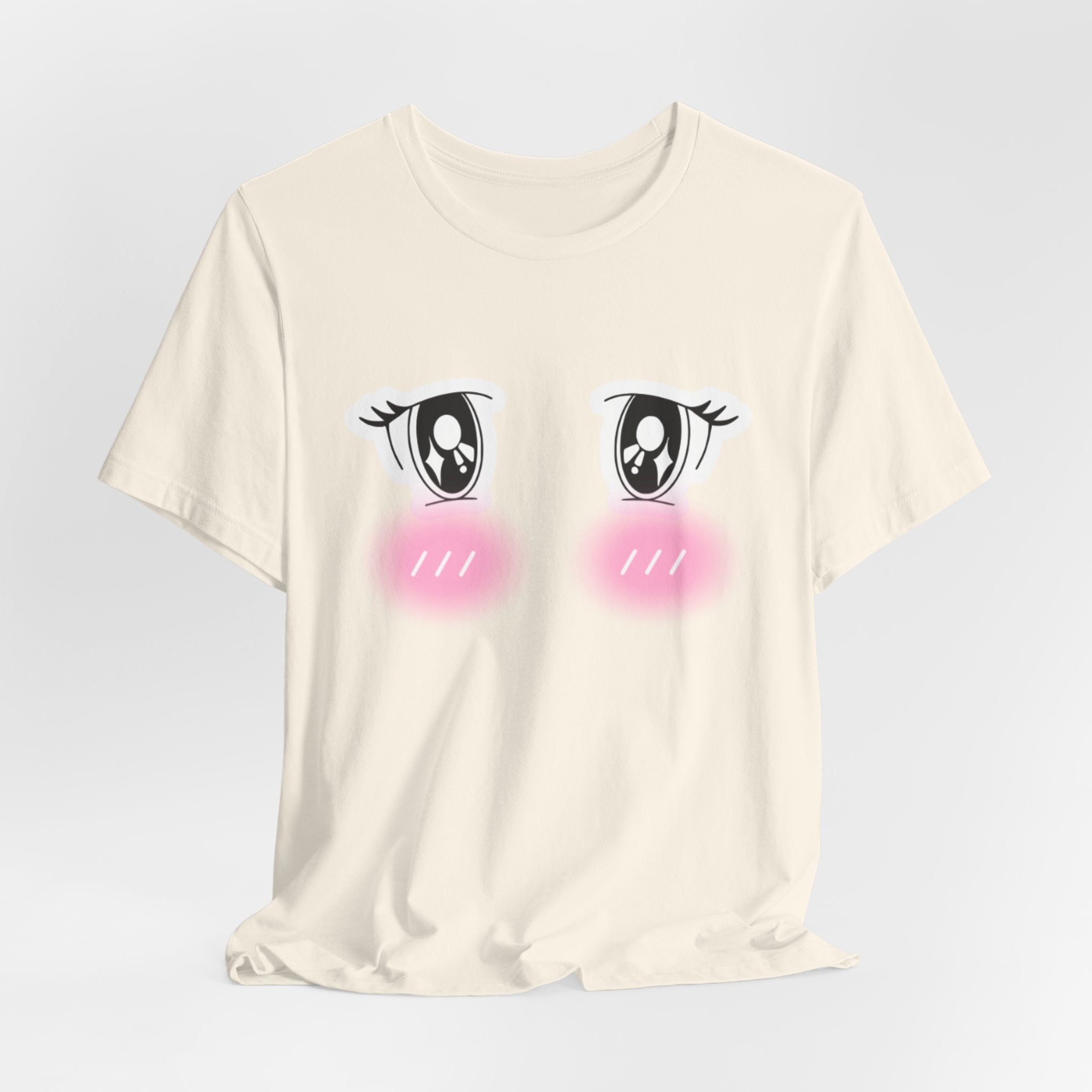 Kawaii Blushing Anime Eyes T-Shirt | Cute Face Tee