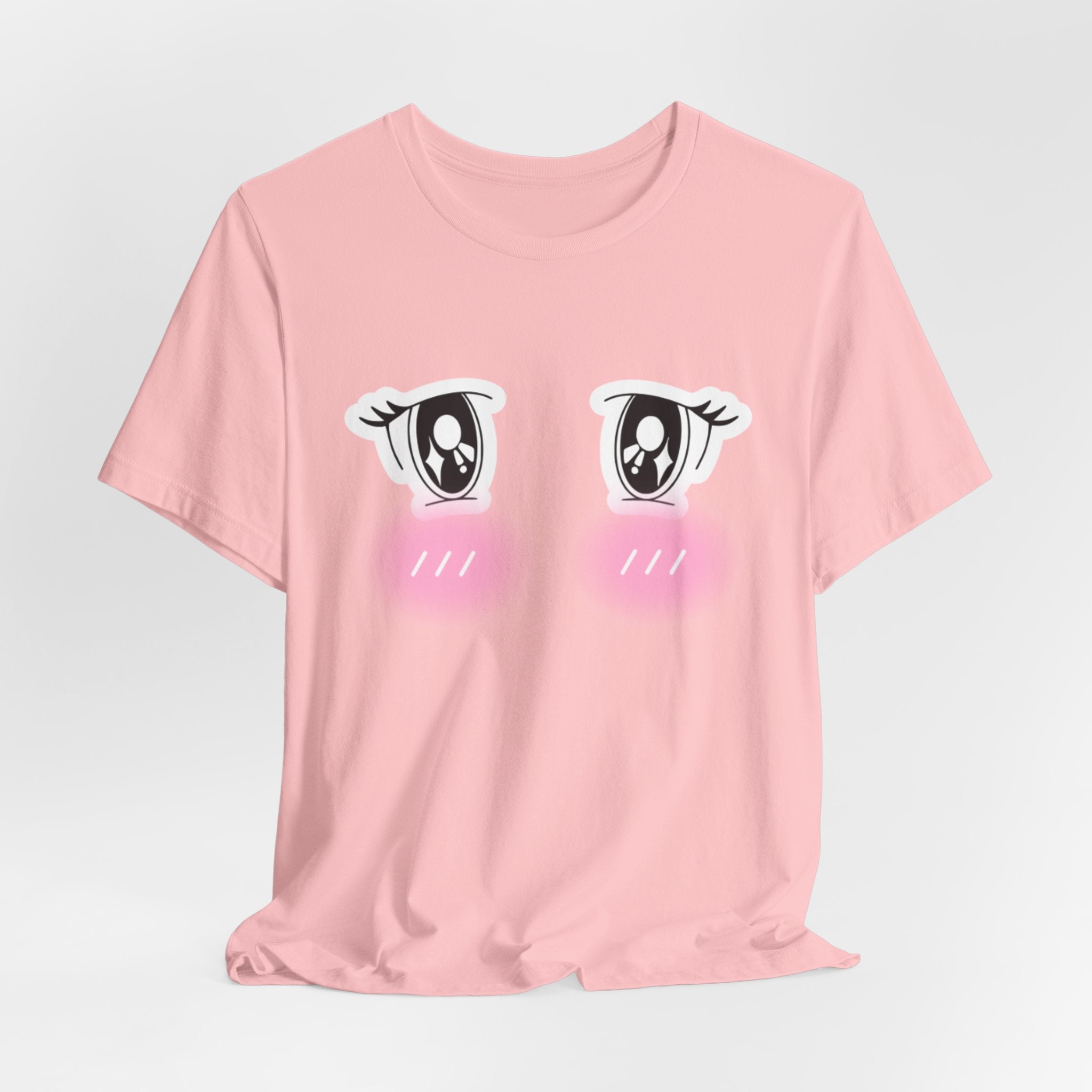 Kawaii Blushing Anime Eyes T-Shirt | Cute Face Tee