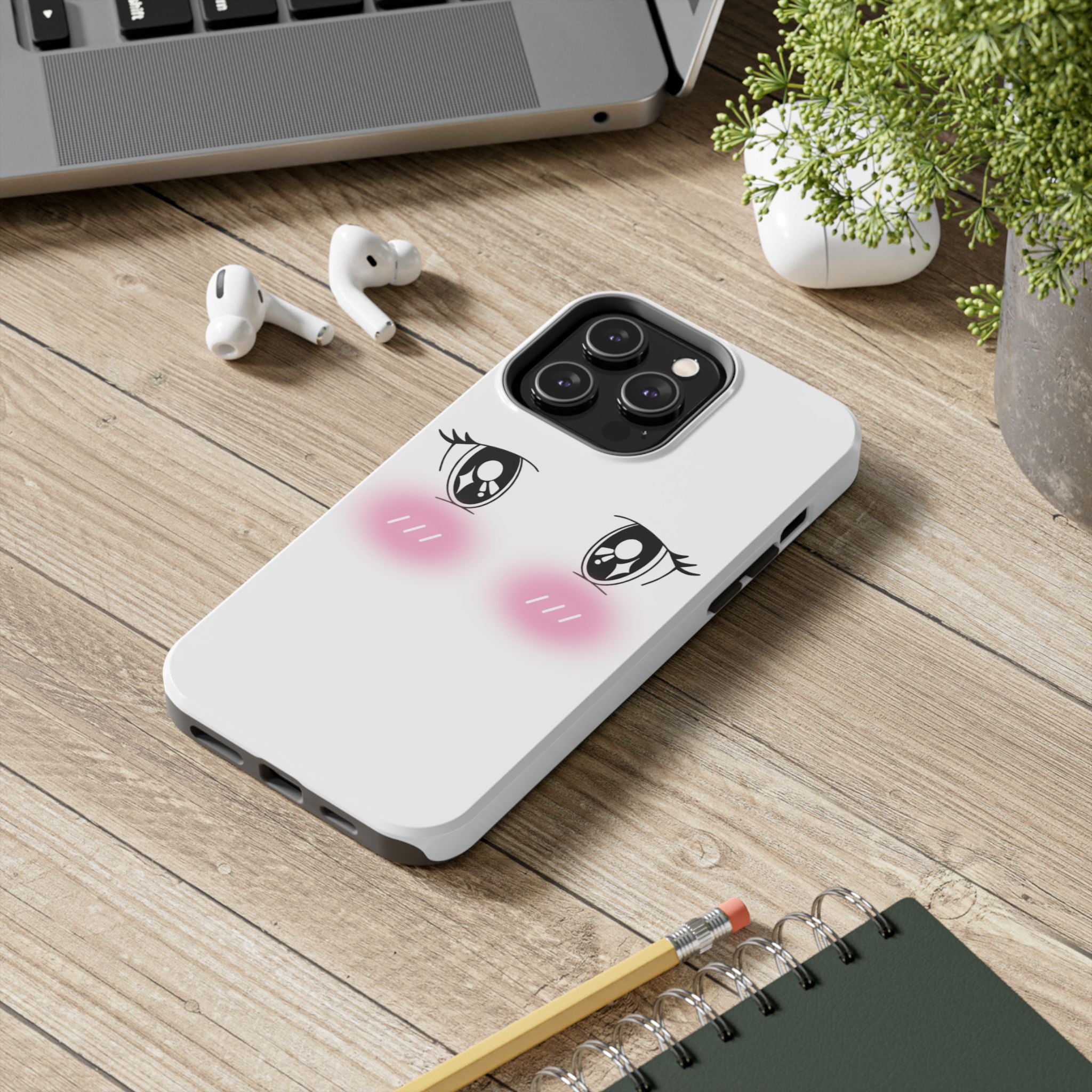 Kawaii Blushing Eyes Phone Case | Tough Phone Case