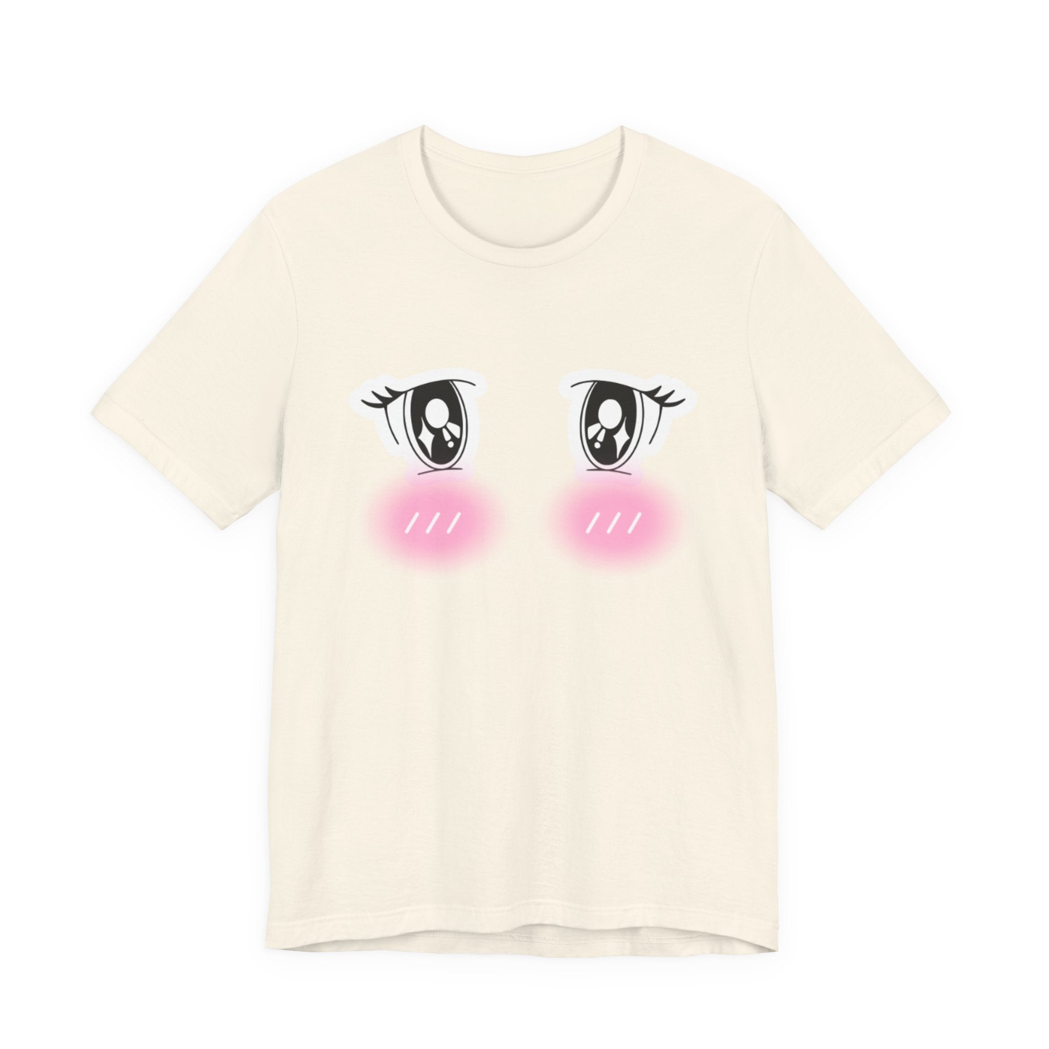Kawaii Blushing Anime Eyes T-Shirt | Cute Face Tee