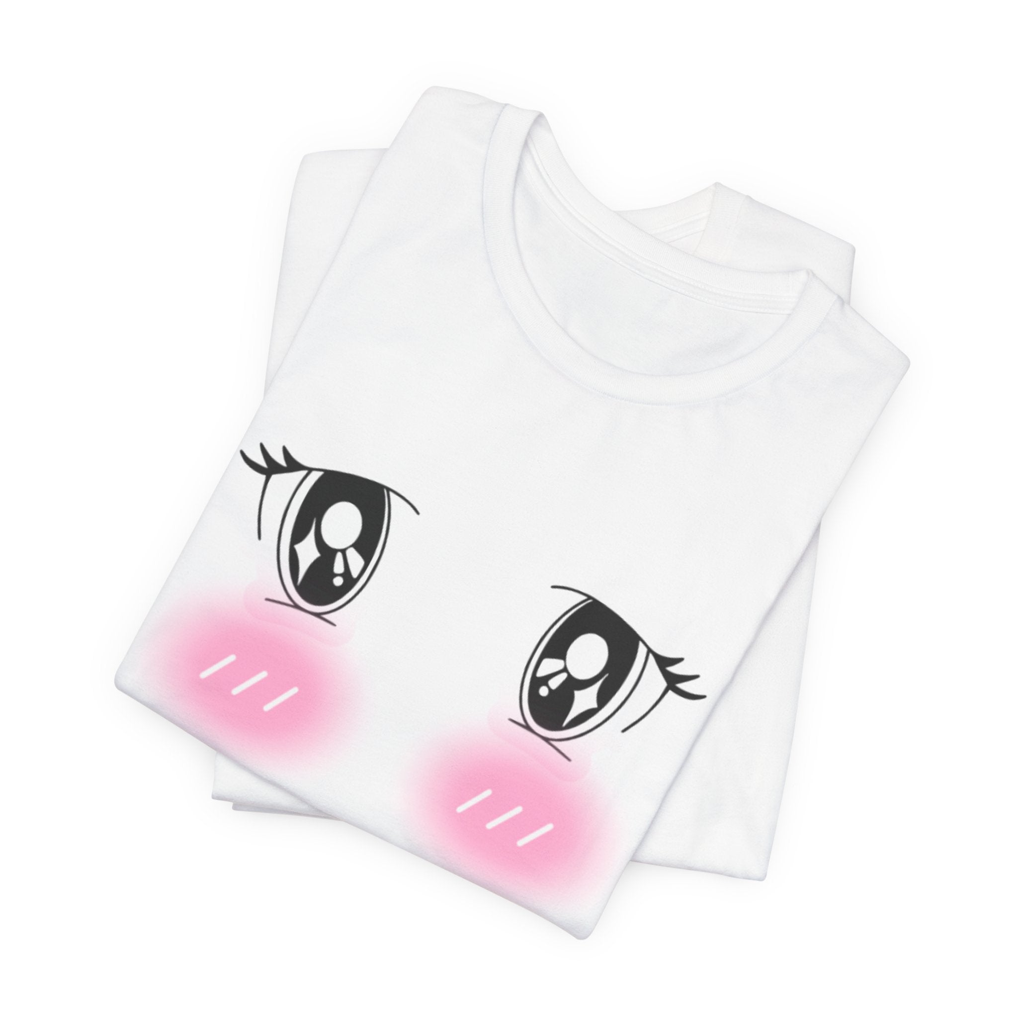 Kawaii Blushing Anime Eyes T-Shirt | Cute Face Tee