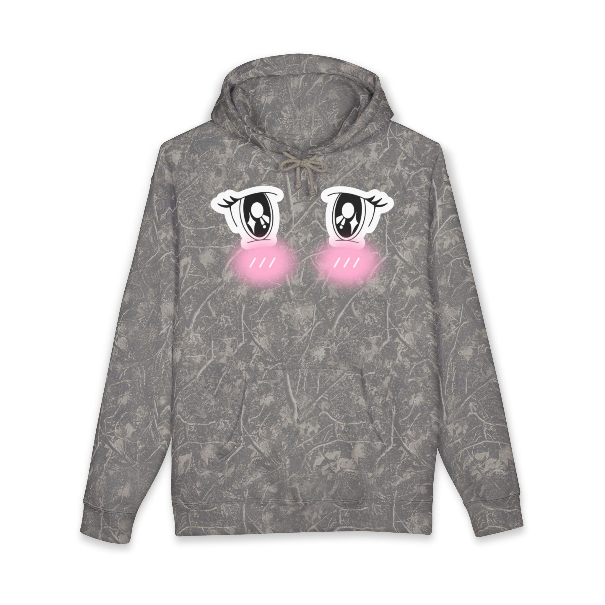 Kawaii Blushing Anime Eyes Hoodie | Cute Face Pullover