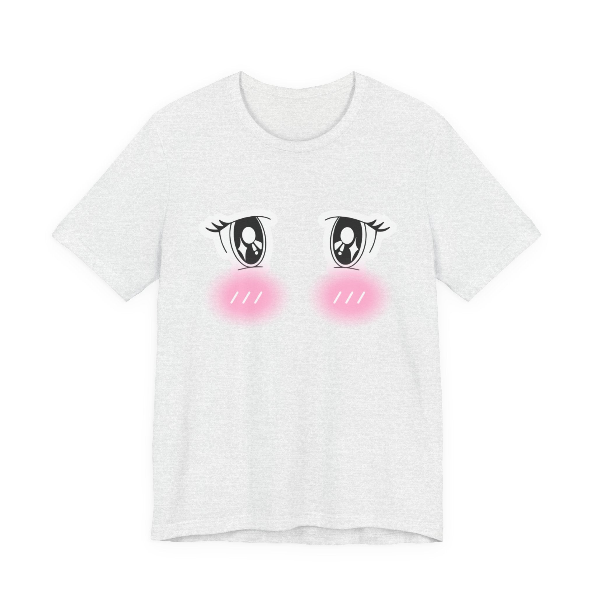 Kawaii Blushing Anime Eyes T-Shirt | Cute Face Tee