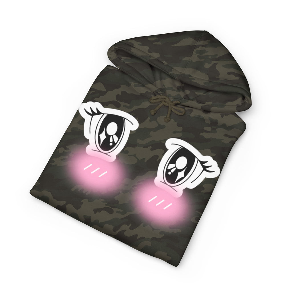 Kawaii Blushing Anime Eyes Hoodie | Cute Face Pullover