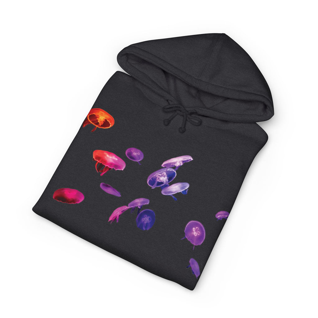 Japanese Text Jellyfish Hoodie | Colorful Jellyfish Illustration, Sleeve Accents