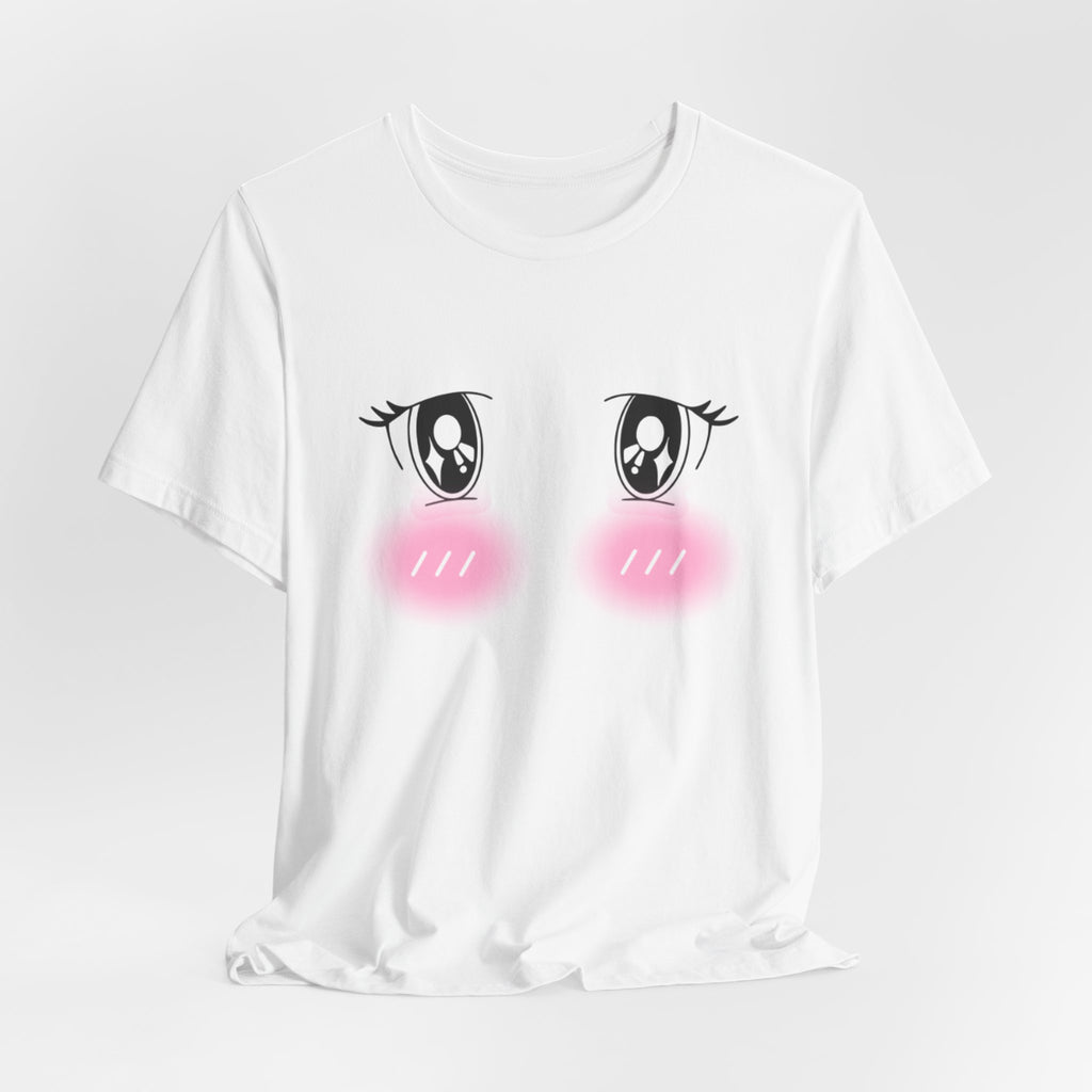 Kawaii Blushing Anime Eyes T-Shirt | Cute Face Tee