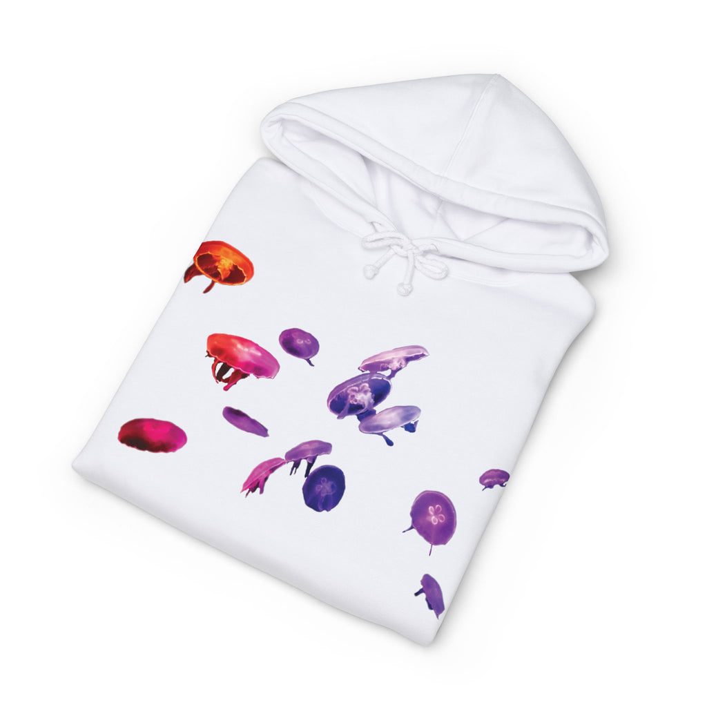 Japanese Text Jellyfish Hoodie | Colorful Jellyfish Illustration, Sleeve Accents