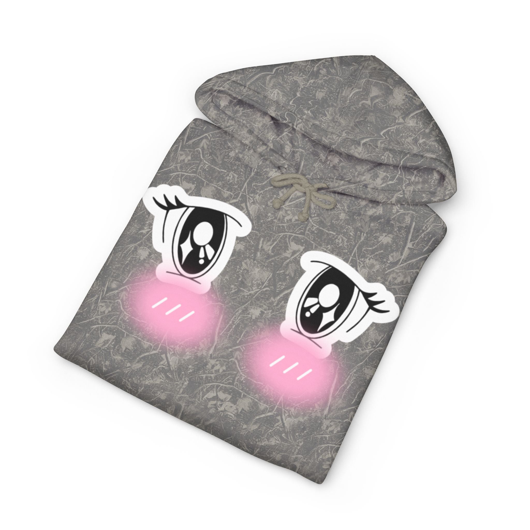 Kawaii Blushing Anime Eyes Hoodie | Cute Face Pullover