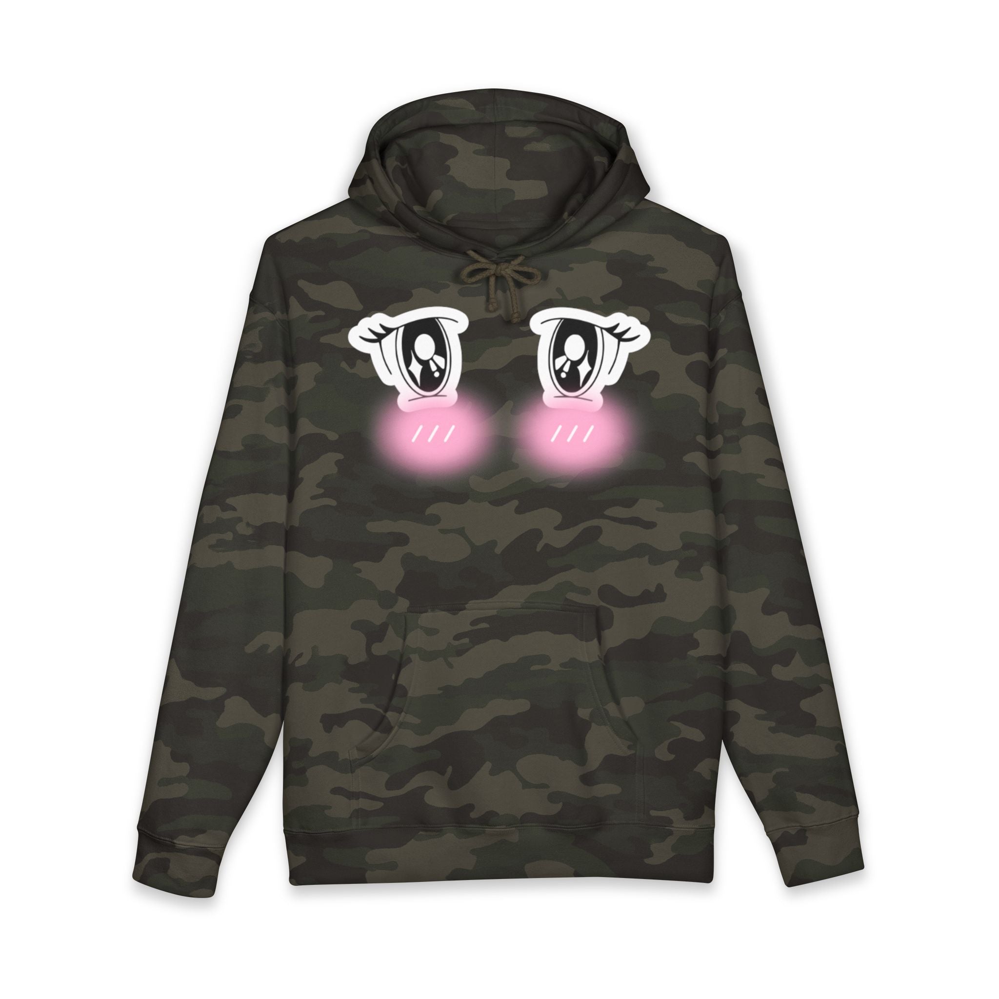 Kawaii Blushing Anime Eyes Hoodie | Cute Face Pullover