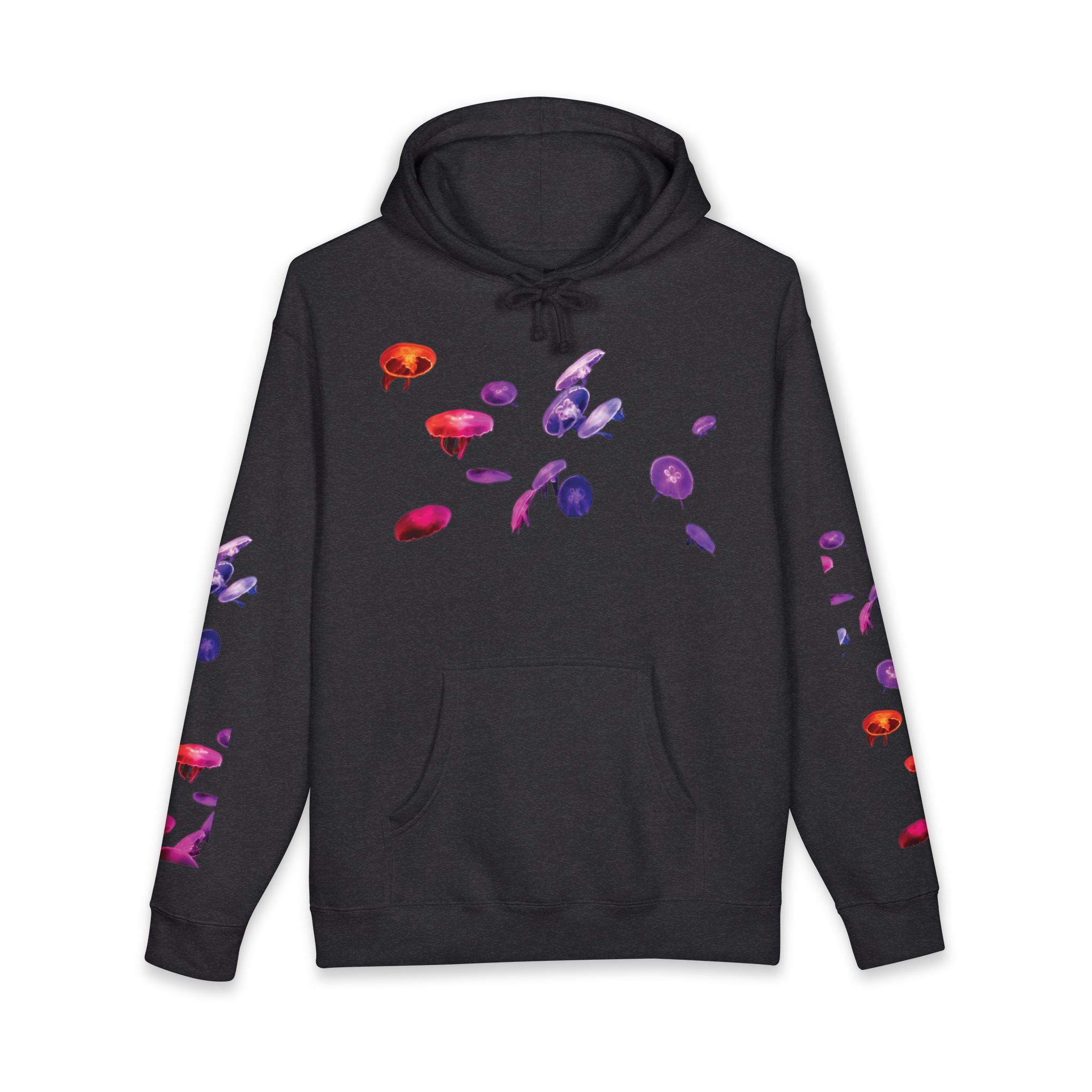 Japanese Text Jellyfish Hoodie | Colorful Jellyfish Illustration, Sleeve Accents