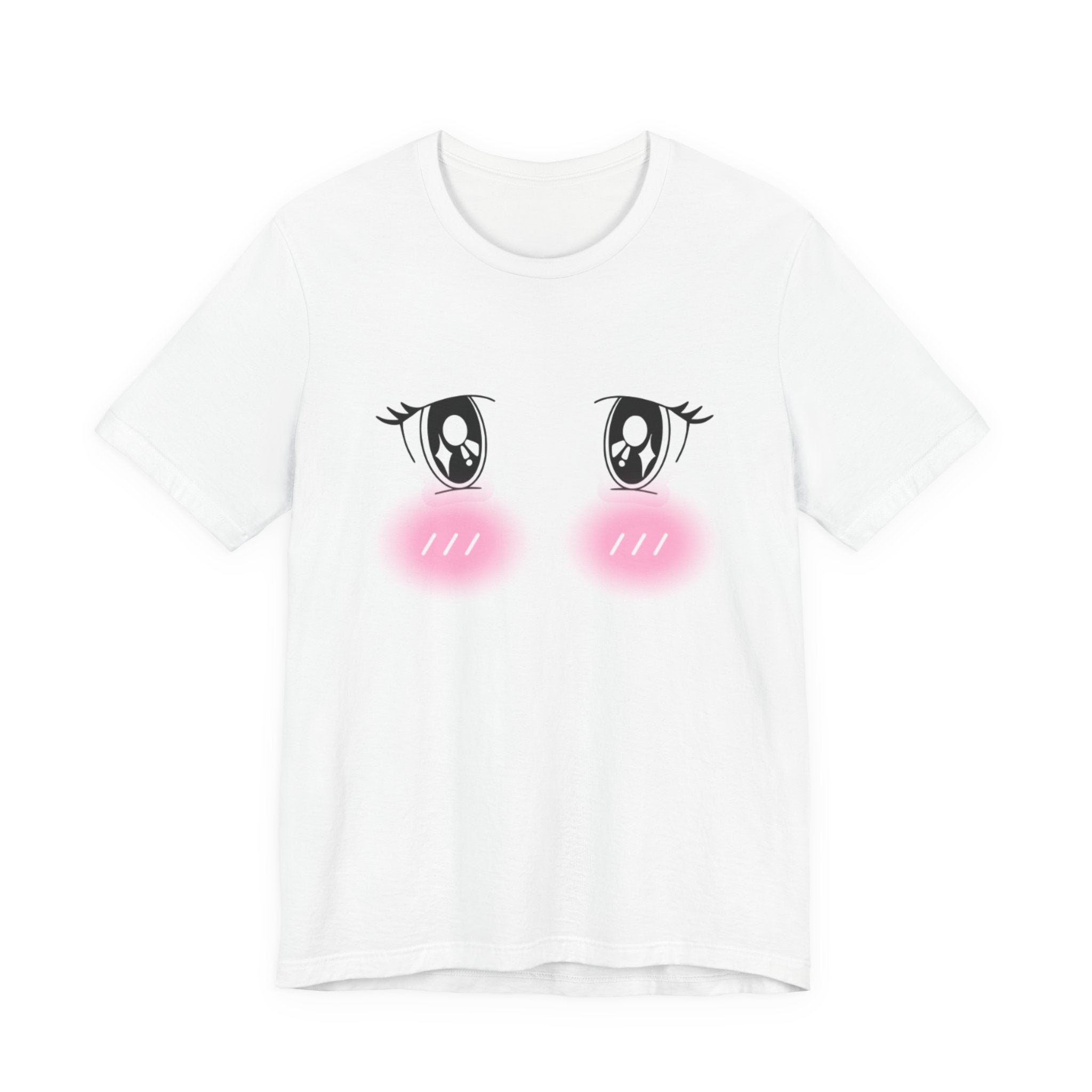 Kawaii Blushing Anime Eyes T-Shirt | Cute Face Tee